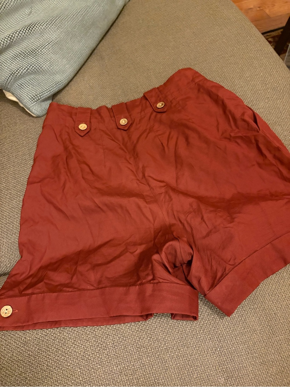 Samantha Pleet High-Waist Rust Red Tailored Shorts - Picture 4 of 4